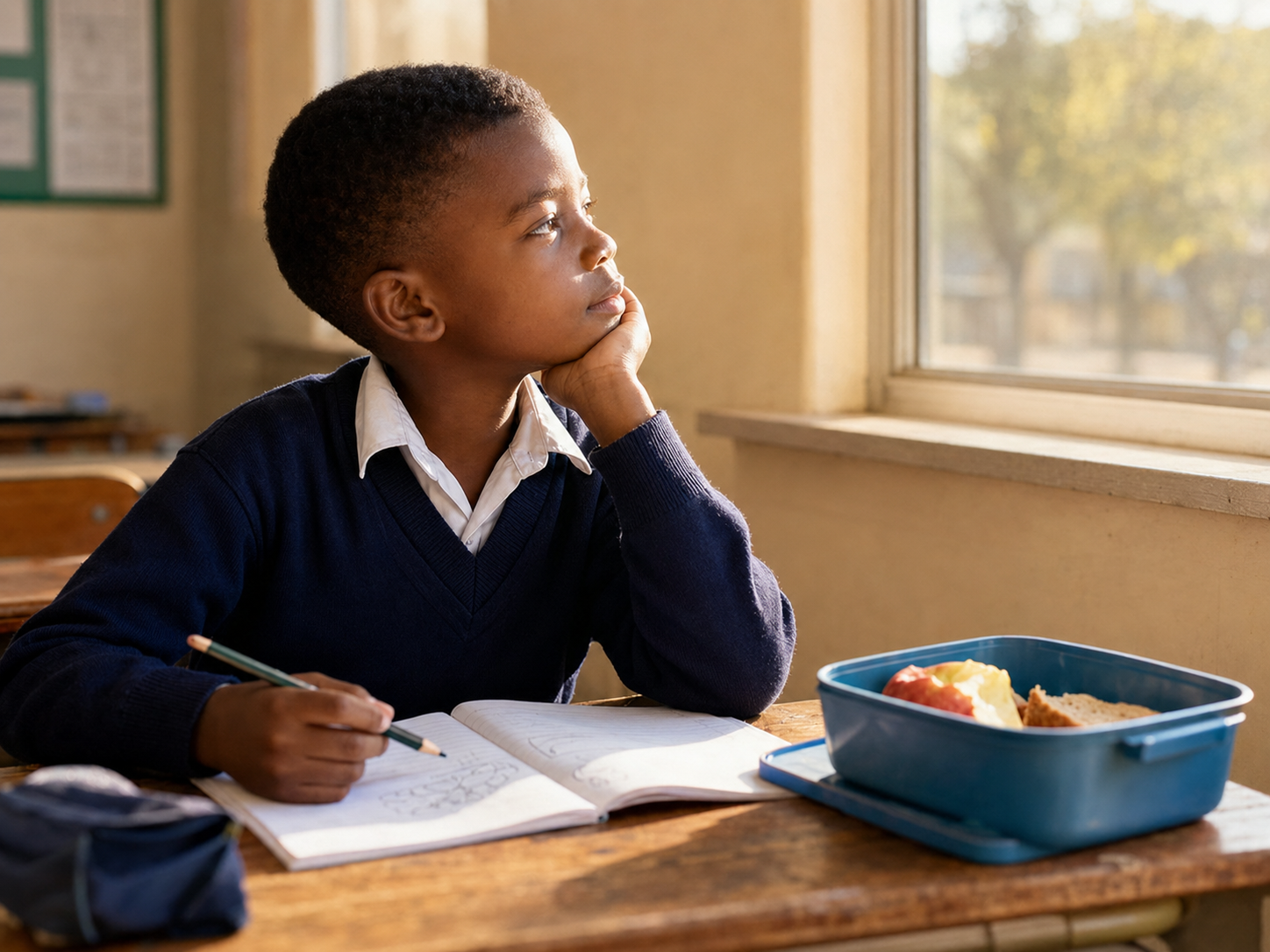 South African pupil in classroom