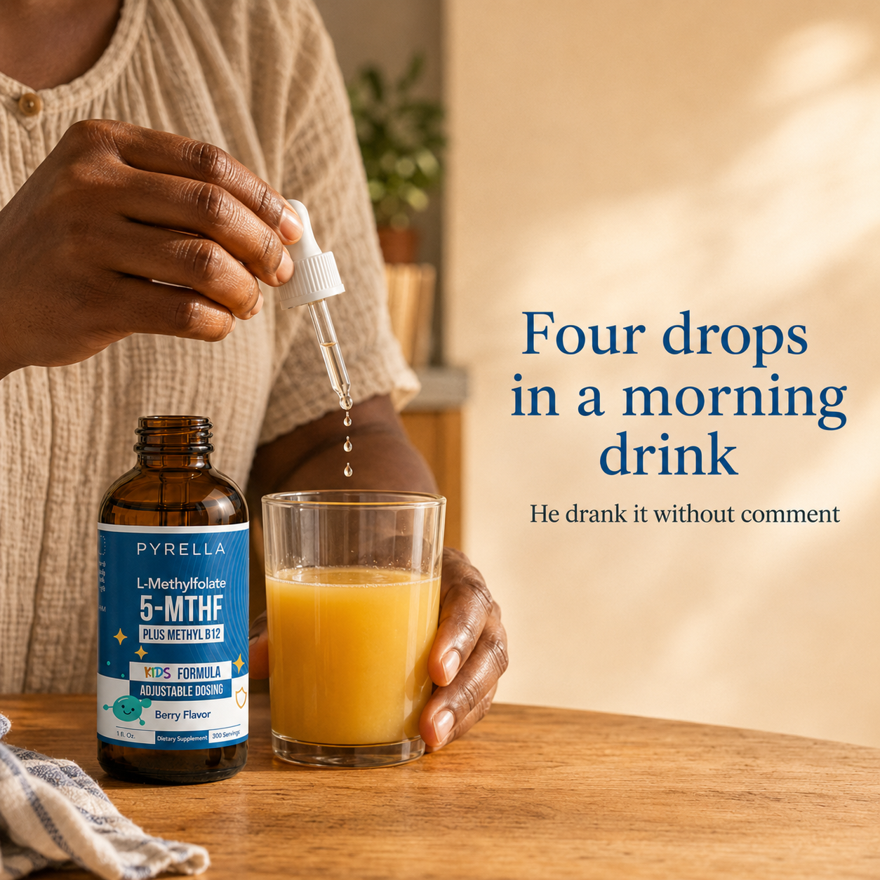 Four drops in a morning drink